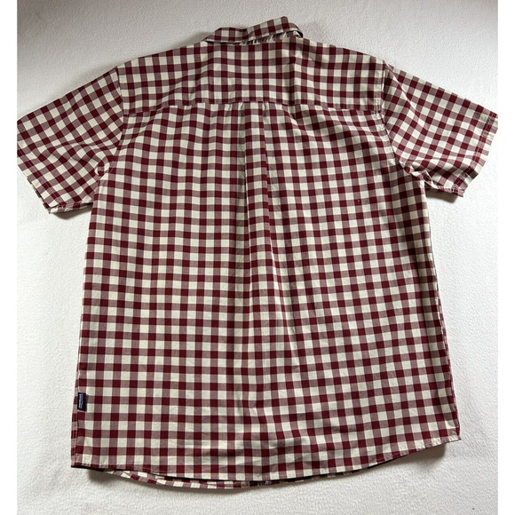Patagonia Mens red and white Checked Organic Cotton Short Sleeve Shirt L - Picture 4 of 8